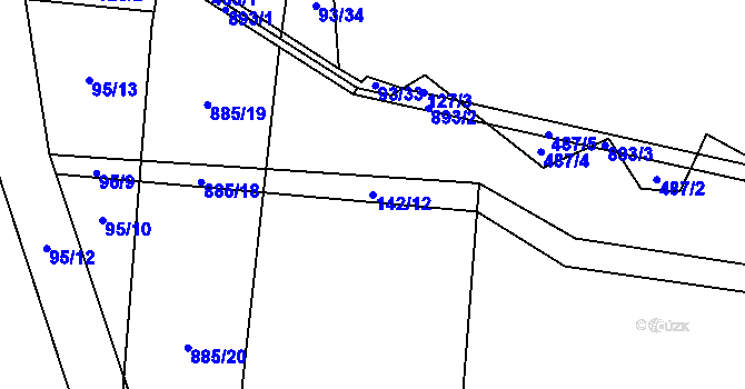 Parcela st. 142/12 v KÚ Újezdec u Tvrzic, Katastrální mapa