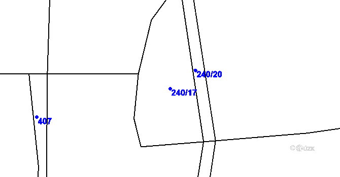 Parcela st. 240/17 v KÚ Újezdec u Tvrzic, Katastrální mapa