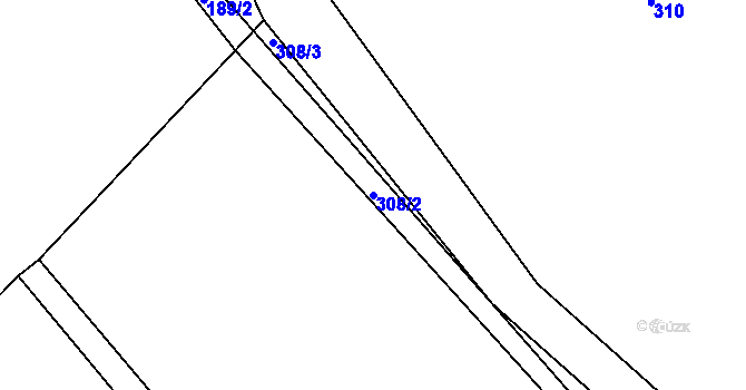 Parcela st. 308/2 v KÚ Újezdec u Tvrzic, Katastrální mapa