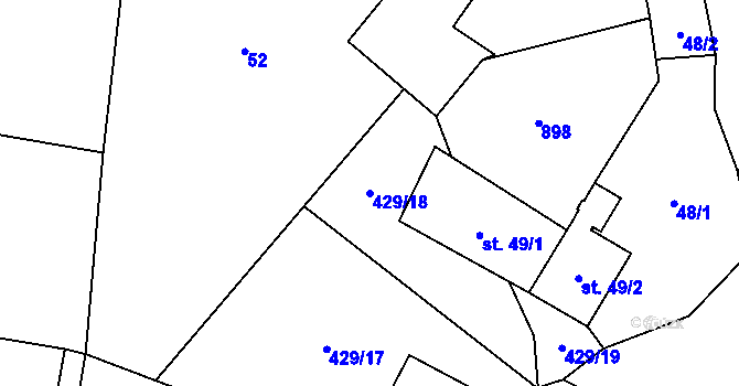 Parcela st. 429/18 v KÚ Újezdec u Tvrzic, Katastrální mapa