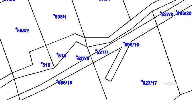 Parcela st. 527/7 v KÚ Újezdec u Tvrzic, Katastrální mapa