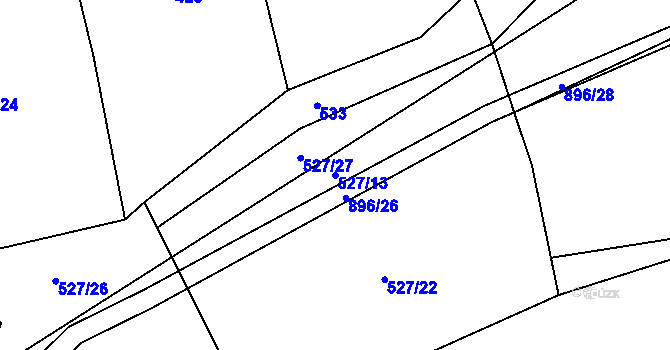 Parcela st. 527/13 v KÚ Újezdec u Tvrzic, Katastrální mapa