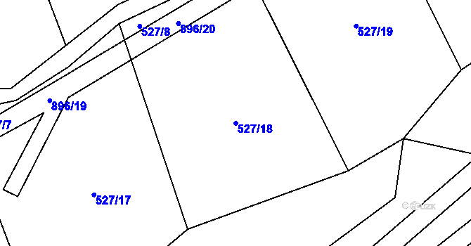 Parcela st. 527/18 v KÚ Újezdec u Tvrzic, Katastrální mapa