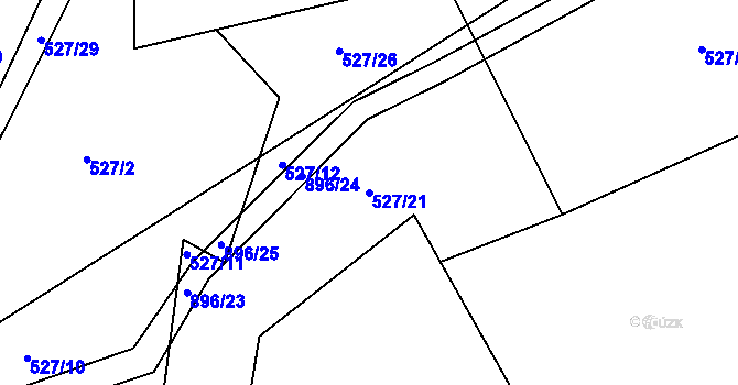 Parcela st. 527/21 v KÚ Újezdec u Tvrzic, Katastrální mapa