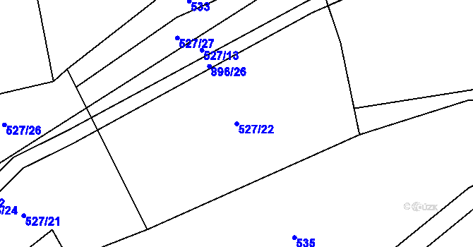 Parcela st. 527/22 v KÚ Újezdec u Tvrzic, Katastrální mapa