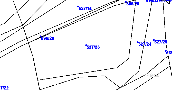 Parcela st. 527/23 v KÚ Újezdec u Tvrzic, Katastrální mapa