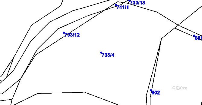 Parcela st. 733/4 v KÚ Újezdec u Tvrzic, Katastrální mapa