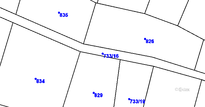 Parcela st. 733/16 v KÚ Újezdec u Tvrzic, Katastrální mapa