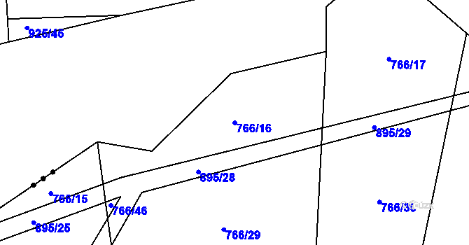Parcela st. 766/16 v KÚ Újezdec u Tvrzic, Katastrální mapa