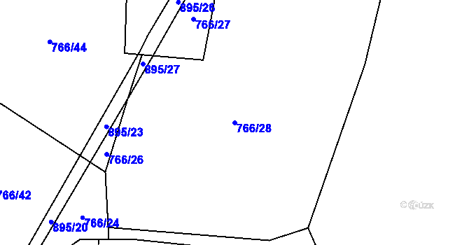 Parcela st. 766/28 v KÚ Újezdec u Tvrzic, Katastrální mapa