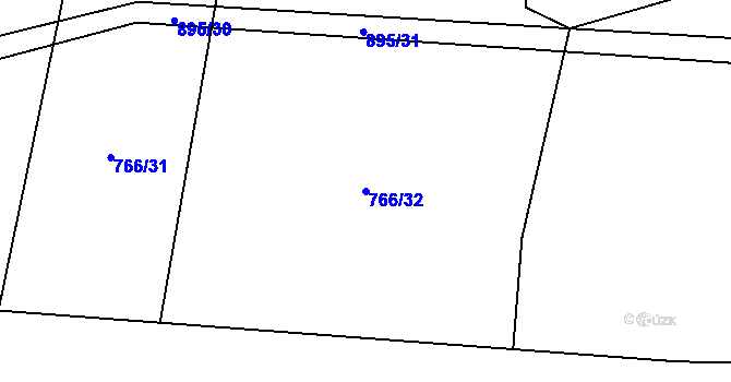 Parcela st. 766/32 v KÚ Újezdec u Tvrzic, Katastrální mapa