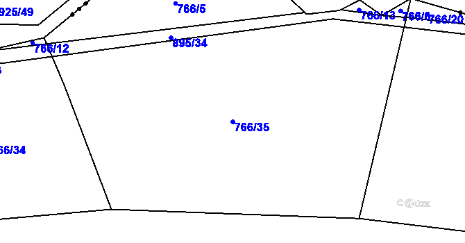 Parcela st. 766/35 v KÚ Újezdec u Tvrzic, Katastrální mapa