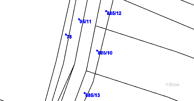 Parcela st. 885/10 v KÚ Újezdec u Tvrzic, Katastrální mapa