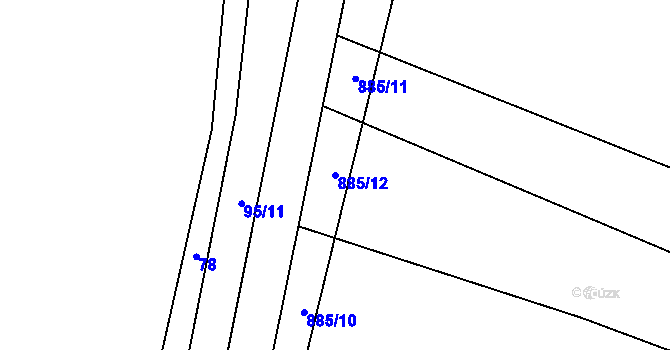 Parcela st. 885/12 v KÚ Újezdec u Tvrzic, Katastrální mapa