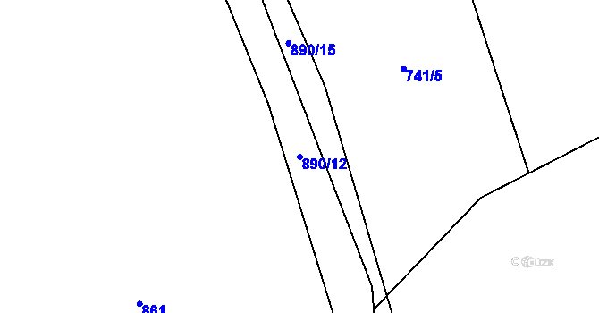 Parcela st. 890/12 v KÚ Újezdec u Tvrzic, Katastrální mapa
