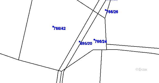 Parcela st. 895/20 v KÚ Újezdec u Tvrzic, Katastrální mapa