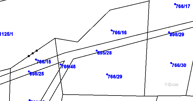 Parcela st. 895/28 v KÚ Újezdec u Tvrzic, Katastrální mapa