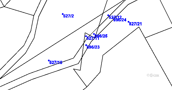 Parcela st. 896/23 v KÚ Újezdec u Tvrzic, Katastrální mapa
