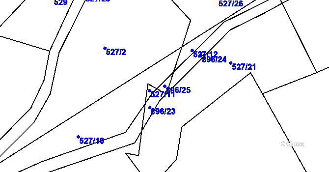 Parcela st. 896/25 v KÚ Újezdec u Tvrzic, Katastrální mapa
