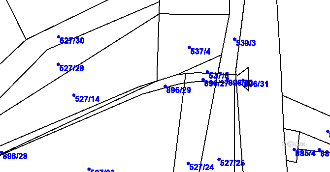 Parcela st. 896/29 v KÚ Újezdec u Tvrzic, Katastrální mapa