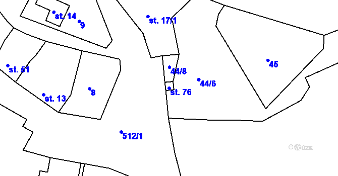 Parcela st. 76 v KÚ Lhůta u Tymákova, Katastrální mapa