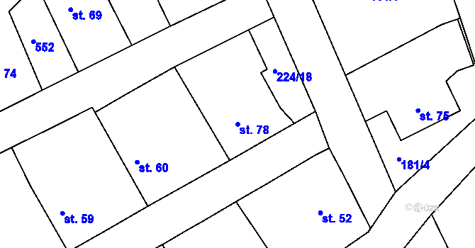 Parcela st. 78 v KÚ Lhůta u Tymákova, Katastrální mapa