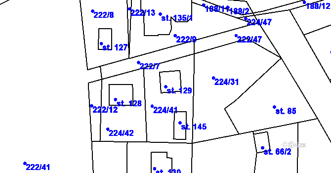Parcela st. 129 v KÚ Lhůta u Tymákova, Katastrální mapa