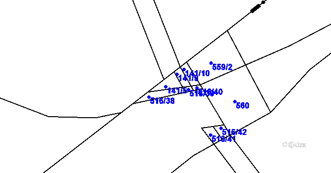 Parcela st. 141/5 v KÚ Lhůta u Tymákova, Katastrální mapa
