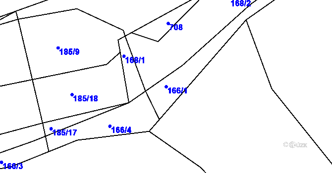 Parcela st. 166/1 v KÚ Lhůta u Tymákova, Katastrální mapa