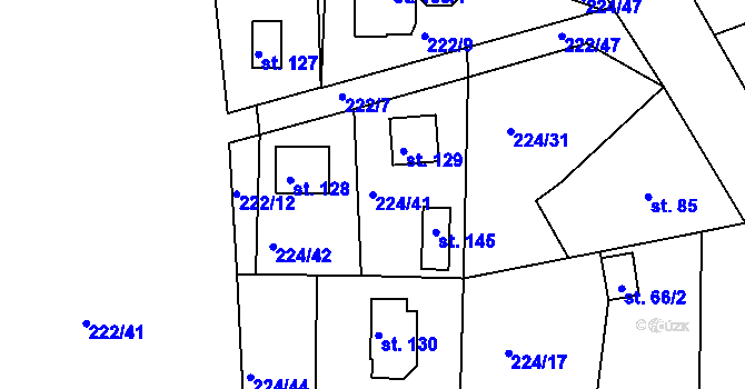 Parcela st. 224/41 v KÚ Lhůta u Tymákova, Katastrální mapa