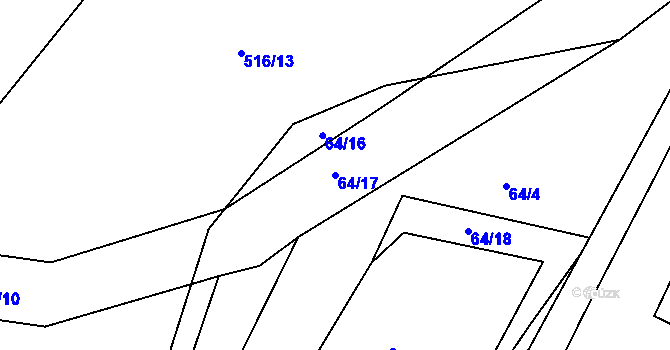 Parcela st. 64/17 v KÚ Lhůta u Tymákova, Katastrální mapa