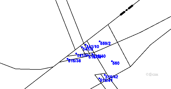 Parcela st. 141/10 v KÚ Lhůta u Tymákova, Katastrální mapa