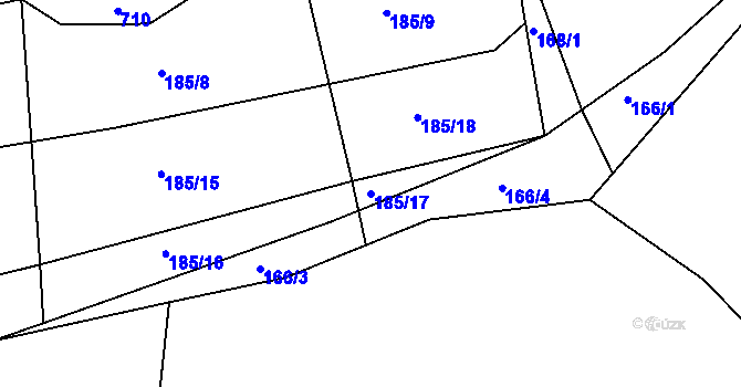 Parcela st. 185/17 v KÚ Lhůta u Tymákova, Katastrální mapa