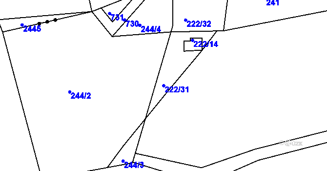 Parcela st. 222/31 v KÚ Lhůta u Tymákova, Katastrální mapa
