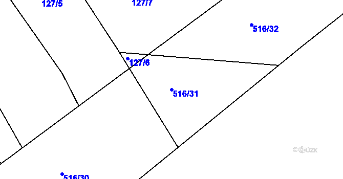 Parcela st. 516/31 v KÚ Lhůta u Tymákova, Katastrální mapa