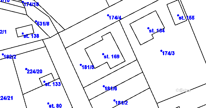 Parcela st. 169 v KÚ Lhůta u Tymákova, Katastrální mapa