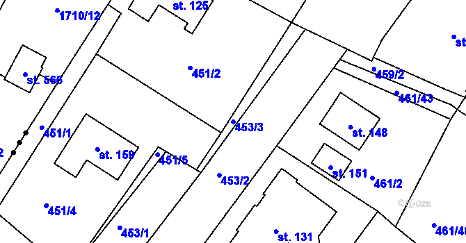 Parcela st. 453/3 v KÚ Mokrouše, Katastrální mapa