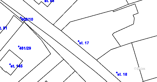 Parcela st. 17 v KÚ Mokrouše, Katastrální mapa