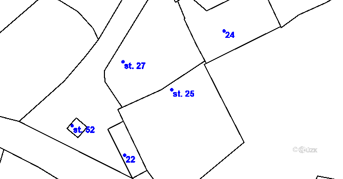 Parcela st. 25 v KÚ Mokrouše, Katastrální mapa
