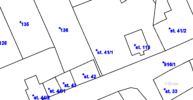 Parcela st. 41/1 v KÚ Mokrouše, Katastrální mapa
