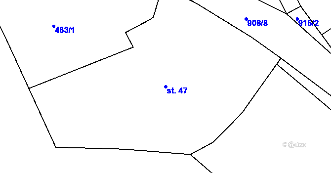 Parcela st. 47 v KÚ Mokrouše, Katastrální mapa