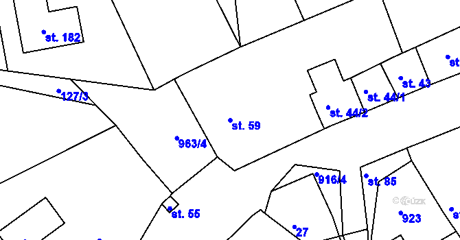 Parcela st. 59 v KÚ Mokrouše, Katastrální mapa