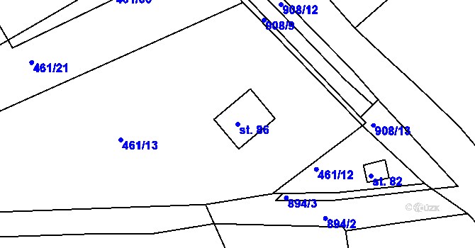 Parcela st. 86 v KÚ Mokrouše, Katastrální mapa