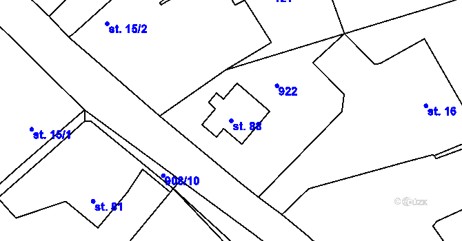 Parcela st. 88 v KÚ Mokrouše, Katastrální mapa