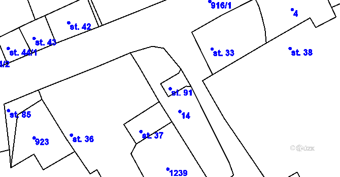 Parcela st. 91 v KÚ Mokrouše, Katastrální mapa