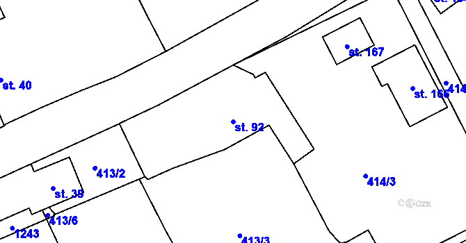 Parcela st. 92 v KÚ Mokrouše, Katastrální mapa