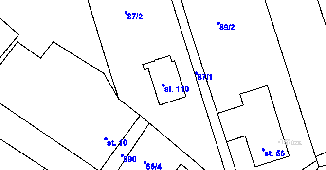 Parcela st. 110 v KÚ Mokrouše, Katastrální mapa