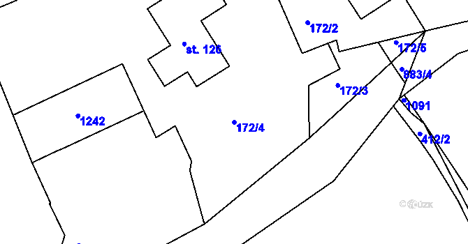 Parcela st. 172/4 v KÚ Mokrouše, Katastrální mapa