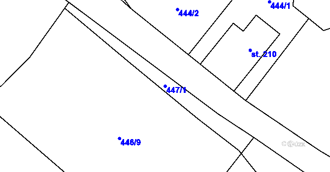 Parcela st. 447/1 v KÚ Mokrouše, Katastrální mapa