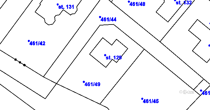 Parcela st. 129 v KÚ Mokrouše, Katastrální mapa